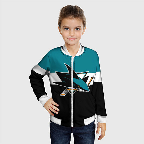 Детский бомбер San Jose Sharks / 3D-Белый – фото 4