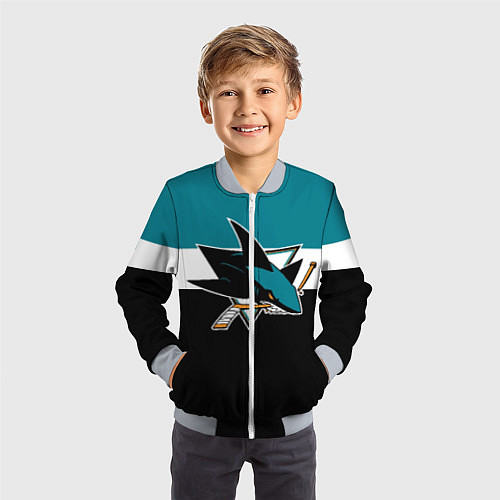 Детский бомбер San Jose Sharks / 3D-Серый – фото 3