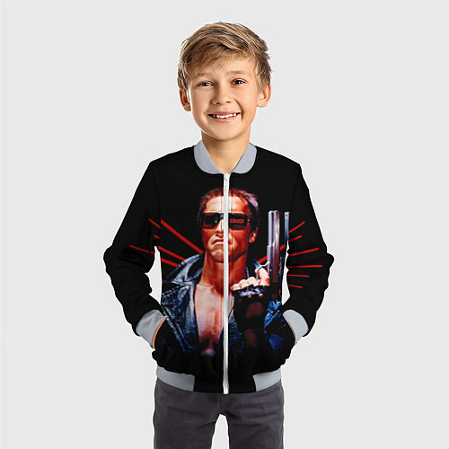 Детский бомбер Терминатор с пистолетом / 3D-Серый – фото 3