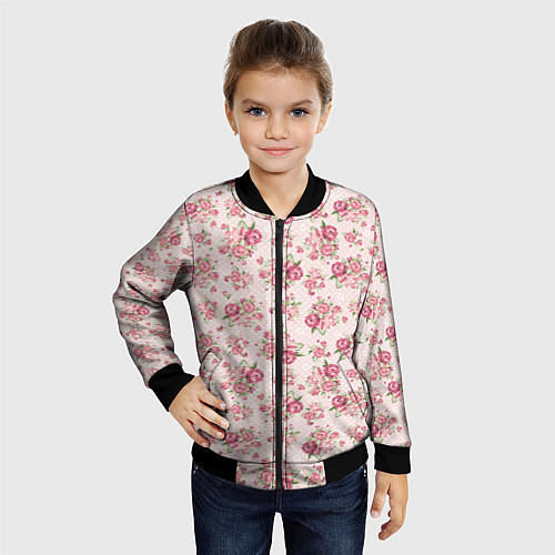 Детский бомбер Fashion sweet flower / 3D-Черный – фото 4