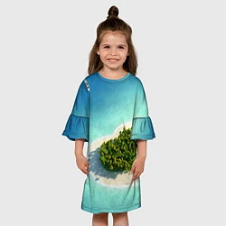 Платье клеш для девочки Остров, цвет: 3D-принт — фото 2