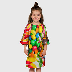 Платье клеш для девочки Сладкие конфетки, цвет: 3D-принт — фото 2