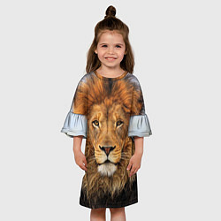 Платье клеш для девочки Красавец лев, цвет: 3D-принт — фото 2