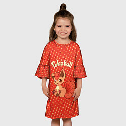 Платье клеш для девочки Pokeball, цвет: 3D-принт — фото 2