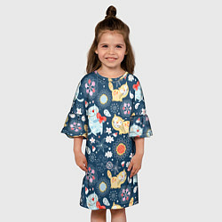 Платье клеш для девочки Котята, цвет: 3D-принт — фото 2