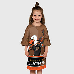 Платье клеш для девочки Anaheim Ducks, цвет: 3D-принт — фото 2