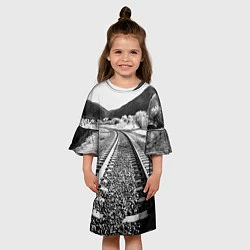Платье клеш для девочки Железная дорога, цвет: 3D-принт — фото 2