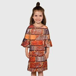 Платье клеш для девочки Кирпичи, цвет: 3D-принт — фото 2