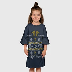 Платье клеш для девочки Новогодний свитер Чужой, цвет: 3D-принт — фото 2