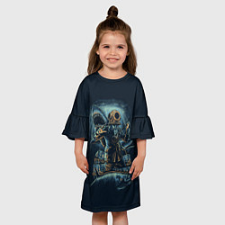 Платье клеш для девочки Подводная охота, цвет: 3D-принт — фото 2