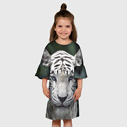 Платье клеш для девочки Белый тигр, цвет: 3D-принт — фото 2