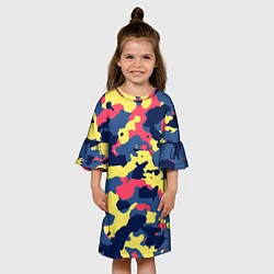Платье клеш для девочки Разноцветный камуфляж, цвет: 3D-принт — фото 2