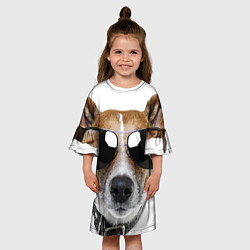 Платье клеш для девочки Джек Рассел в очках, цвет: 3D-принт — фото 2