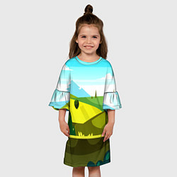 Платье клеш для девочки Летние поля, цвет: 3D-принт — фото 2