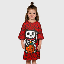 Платье клеш для девочки Хэллоуинский кот, цвет: 3D-принт — фото 2