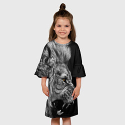 Платье клеш для девочки Оскал льва, цвет: 3D-принт — фото 2