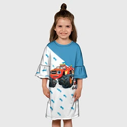 Платье клеш для девочки Вспыш и чудо-машинки, цвет: 3D-принт — фото 2