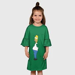 Платье клеш для девочки Гомер в кустах, цвет: 3D-принт — фото 2