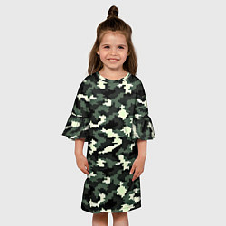 Платье клеш для девочки Камуфляж пиксельный: хаки, цвет: 3D-принт — фото 2