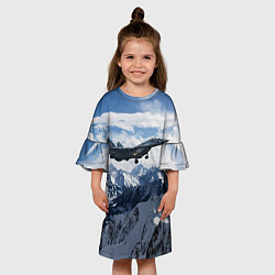 Платье клеш для девочки Космические войска 10, цвет: 3D-принт — фото 2