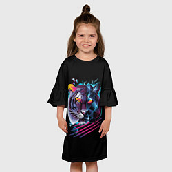 Платье клеш для девочки Ретро тигр, цвет: 3D-принт — фото 2
