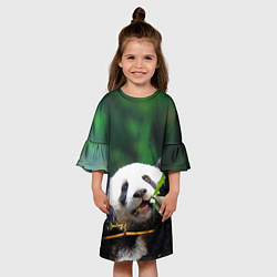 Платье клеш для девочки Панда на ветке, цвет: 3D-принт — фото 2