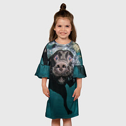 Платье клеш для девочки Пес дайвер, цвет: 3D-принт — фото 2