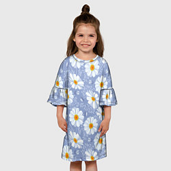 Платье клеш для девочки Нежные ромашки, цвет: 3D-принт — фото 2