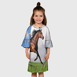 Платье клеш для девочки Бегущий жеребец, цвет: 3D-принт — фото 2