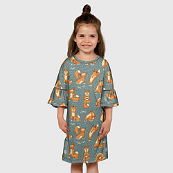 Платье клеш для девочки Foxes Yoga, цвет: 3D-принт — фото 2