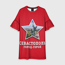 Платье клеш для девочки Севастополь город-герой, цвет: 3D-принт