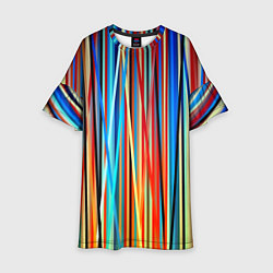 Платье клеш для девочки Colored stripes, цвет: 3D-принт