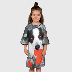 Платье клеш для девочки Влюбленный щенок, цвет: 3D-принт — фото 2