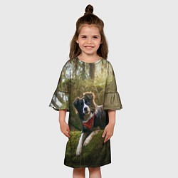 Платье клеш для девочки Собачка на траве, цвет: 3D-принт — фото 2