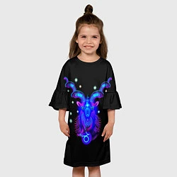 Платье клеш для девочки Космический Козерог, цвет: 3D-принт — фото 2