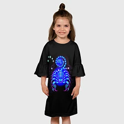 Платье клеш для девочки Космический Скорпион, цвет: 3D-принт — фото 2