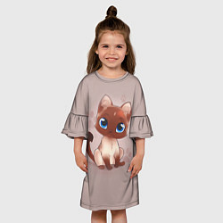 Платье клеш для девочки Киска, цвет: 3D-принт — фото 2