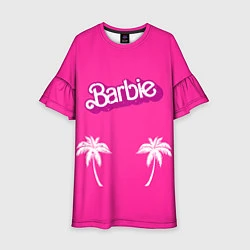 Платье клеш для девочки Barbie пальмы, цвет: 3D-принт