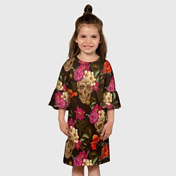 Платье клеш для девочки Черепа, цвет: 3D-принт — фото 2