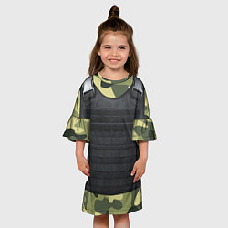 Платье клеш для девочки Бронежилет + камуфляж, цвет: 3D-принт — фото 2