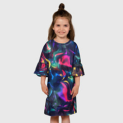 Платье клеш для девочки Неоновая вода, цвет: 3D-принт — фото 2