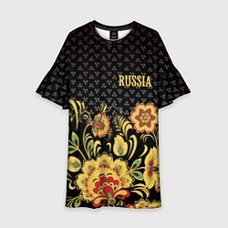 Платье клеш для девочки Russia: black edition, цвет: 3D-принт
