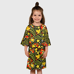 Платье клеш для девочки Khokhloma pattern, цвет: 3D-принт — фото 2