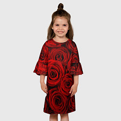 Платье клеш для девочки Красные розы, цвет: 3D-принт — фото 2
