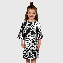 Платье клеш для девочки Black and white, цвет: 3D-принт — фото 2