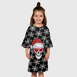 Платье клеш для девочки Santa Skull хипстер, цвет: 3D-принт — фото 2