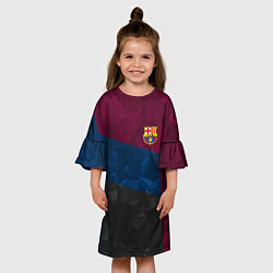 Платье клеш для девочки FC Barcelona: Dark polygons, цвет: 3D-принт — фото 2