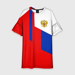Платье клеш для девочки Russia: Geometry Tricolor, цвет: 3D-принт