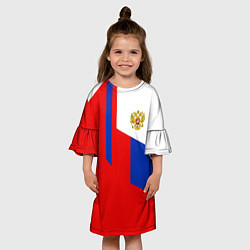 Платье клеш для девочки Russia: Geometry Tricolor, цвет: 3D-принт — фото 2