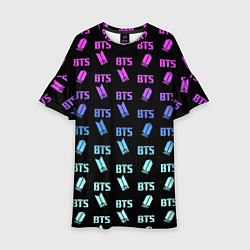 Платье клеш для девочки BTS: Neon Gradient, цвет: 3D-принт